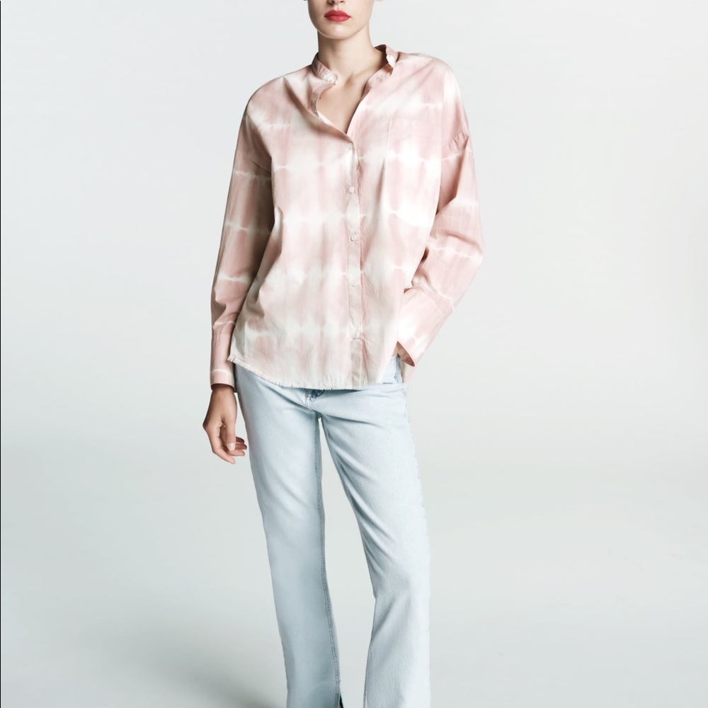 Zara Dusty Pink‎ Tie Dye Button Front Pocket Shirt